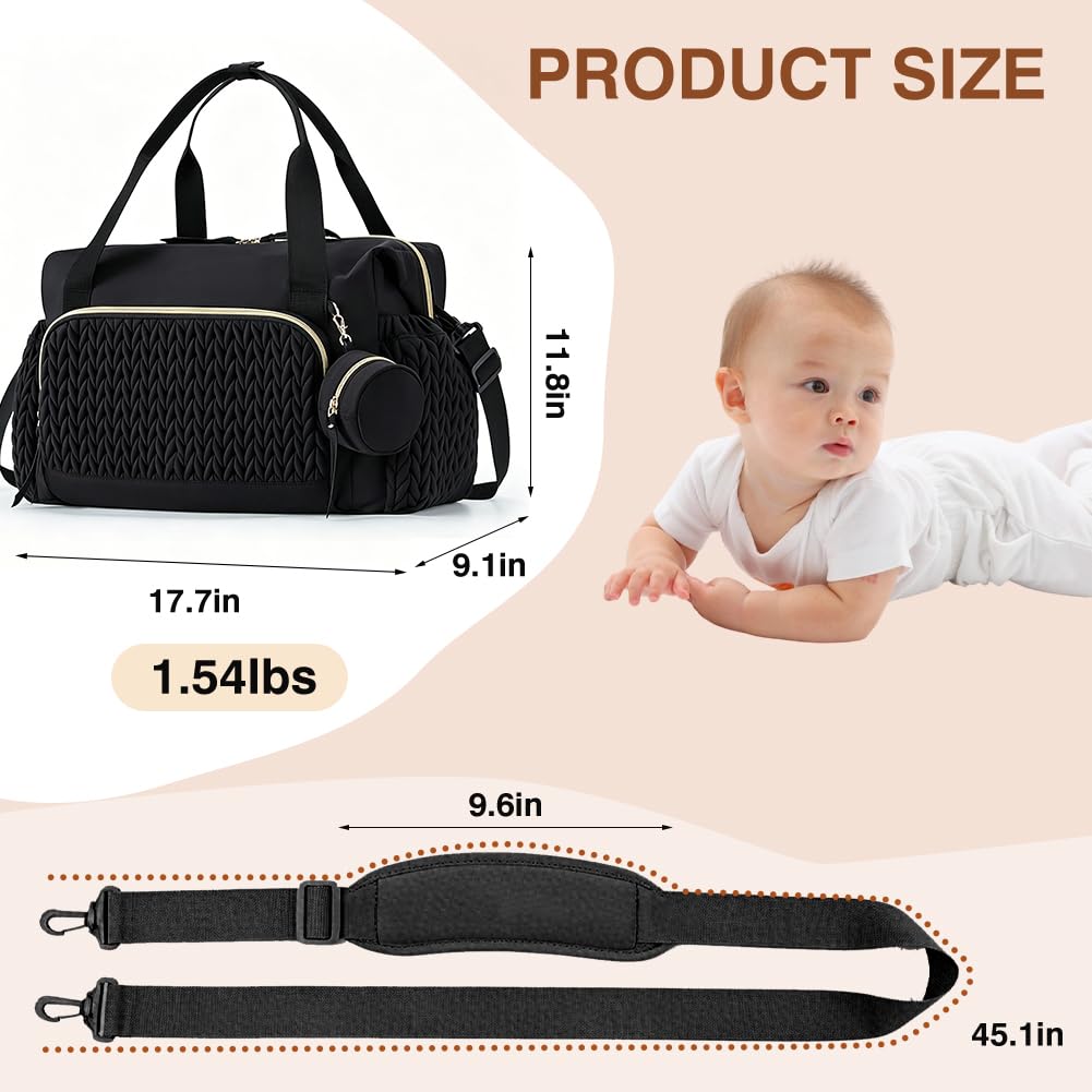 FARYODI Borsa fasciatoio multifunzione per mamme, grande borsa per pannolini con tracolla regolabile, scomparto separato per ciuccio, per viaggi, spiaggia