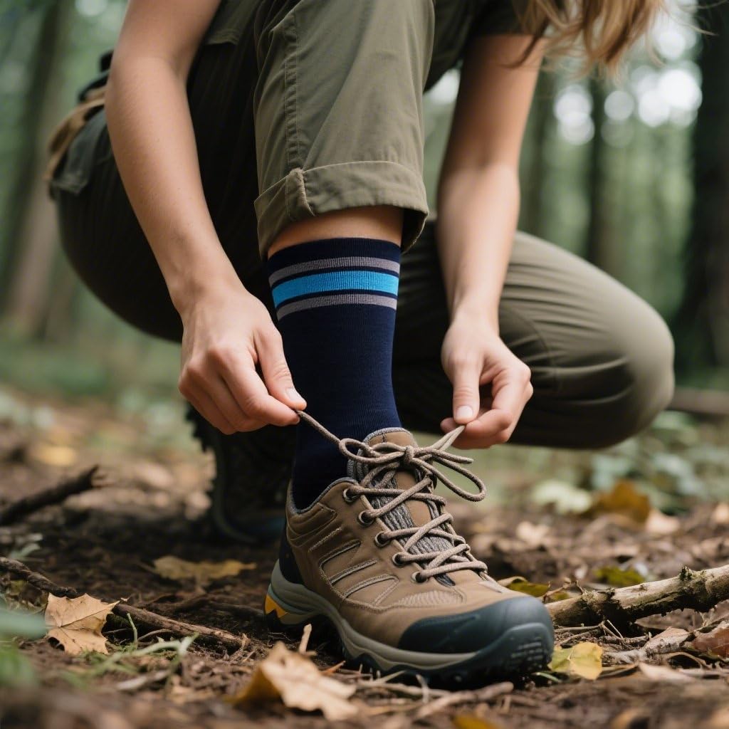 SAMSOX 2-Pair Merino Wool Hiking Socks, Total Eclipse L (Nevada)