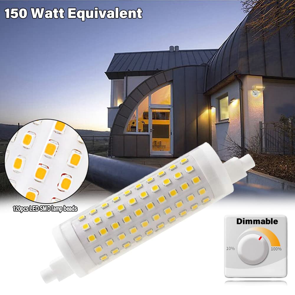 (Paquet de 4) Ampoule LED R7s 118 mm équivalent 150 W, 15 W J118 à double extrémité, ampoules de projecteur à base R7S, ampoules LED encastrées à intensité variable 1500 lm