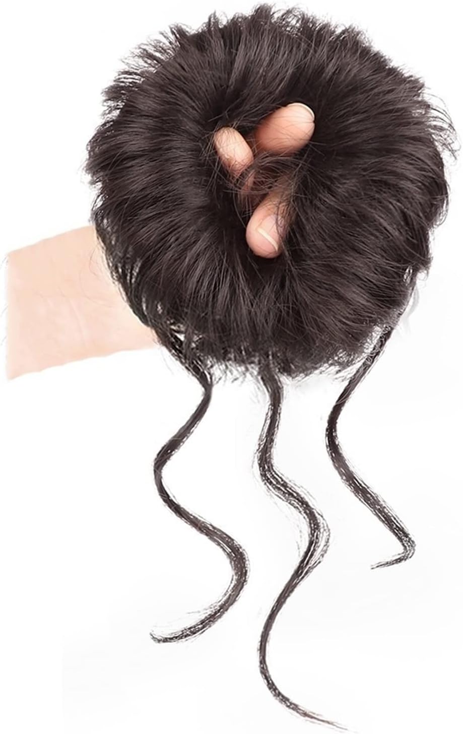 おだんごヘアエクステンション 2 個合成ストレートドーナツシニョン弾性ゴムバンドで Scrunchies 厄介なおだんごヘアアップヘ