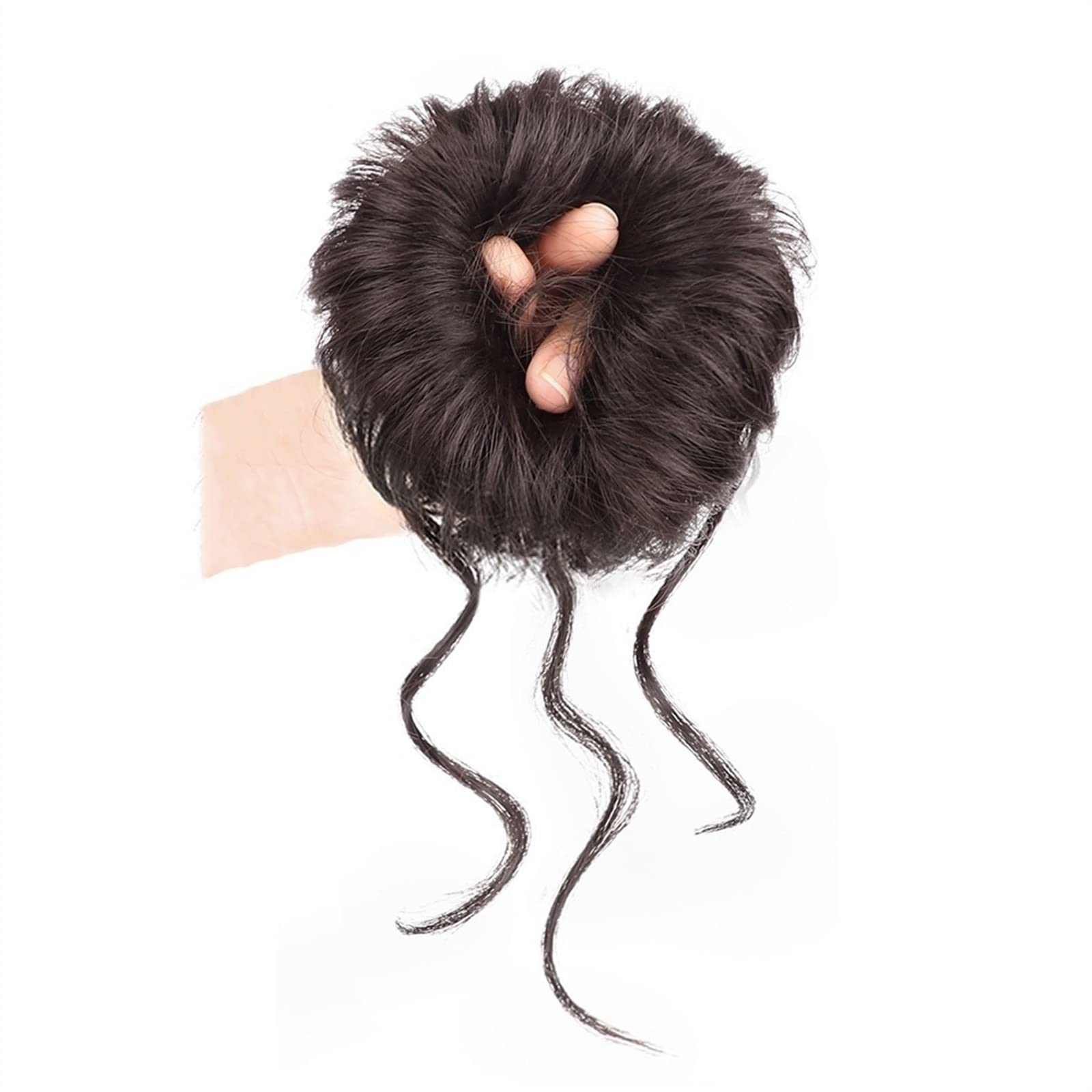 Haarknoten 2 Stück Dutt-Hochsteckfrisur-Haarteile for Frauen, synthetischer, gerader Donut-Chignon mit elastischem Gummiband, Haargummis, unordentliches Haar Haarschmuck Damen (Color : B)