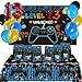 13th Birthday Decorations for Boys Video Game Party Supplies 69 Pieces Level 13 Up Birthday Decoration, Video Game Backdrop Table Cover Blue Gamer Balloons Favor Bag for Video Game Party