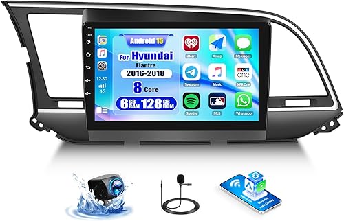 Miniatura 25 de Camecho Radio estéreo de coche 2+64G para Hyundai Elantra 2016, Android 13 estéreo de coche con CarPlay Android Auto, radio de coche con pantalla