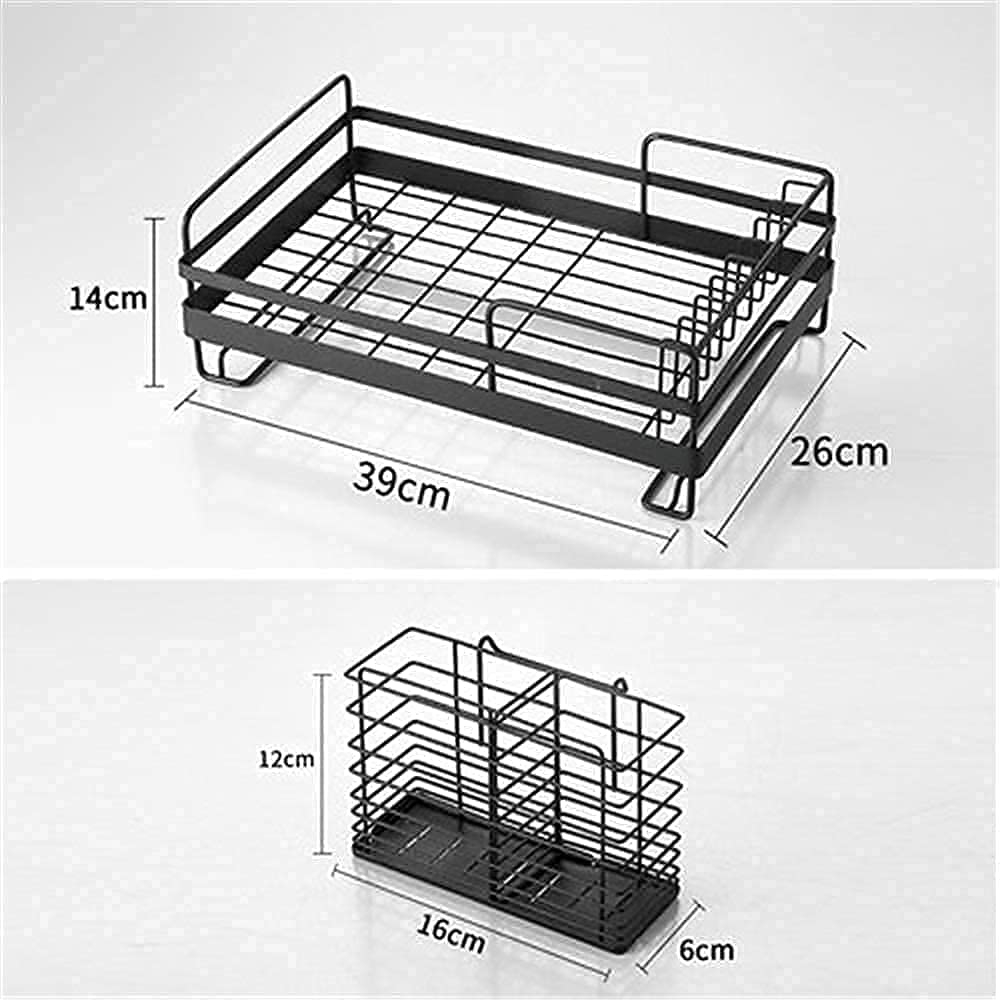 Geschirrtrocknung Rack Hängende Teller Rack Single Layer Küche Lager Rack Edelstahl Geschirrhalter Für Küchenarbeitsplatte Oder In Waschbecken Küchenzubehör/Black/39 * 26 * 14Cm