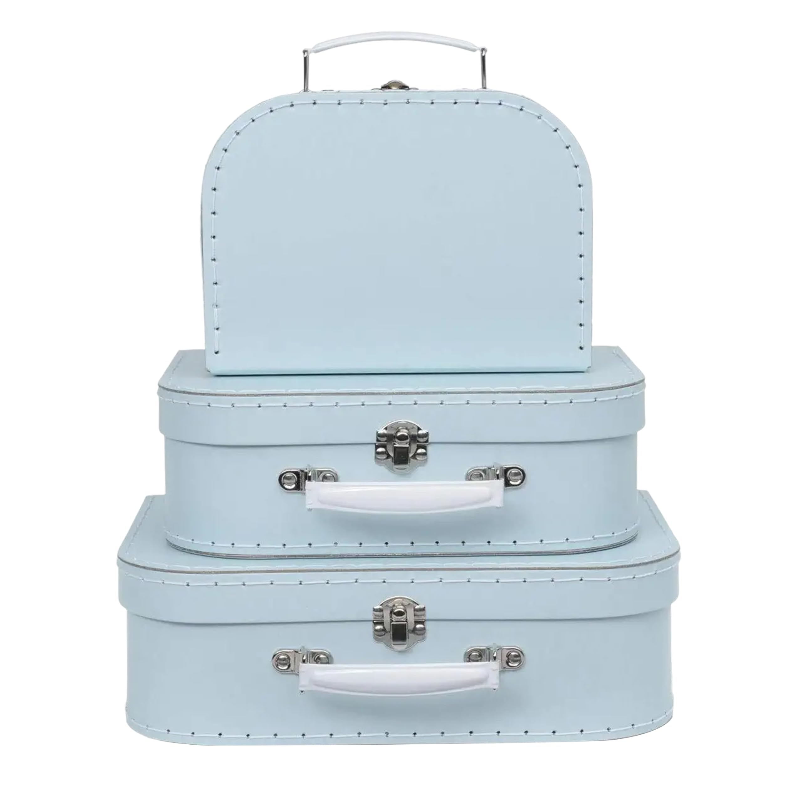 Jewelkeeper - Valigie in Cartoncino, Set da 3 – Scatole Regalo Portaoggetti Impilabili per Compleanno Matrimonio Natale Nursery Ufficio Decorazione Vetrine Giocattoli Foto - Disegno Pastello Azzurro