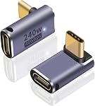 Poyiccot 180 Degré USB C Adaptateur 240W, 2-Pack Forme U USB C 180 Degré Anglé USB 4.0 Prise en charge du connecteur d'extension de type C 40Gbps Données & 8K Vidéo pour Thunderbolt 4/3, Ordinateur portable, MacBook