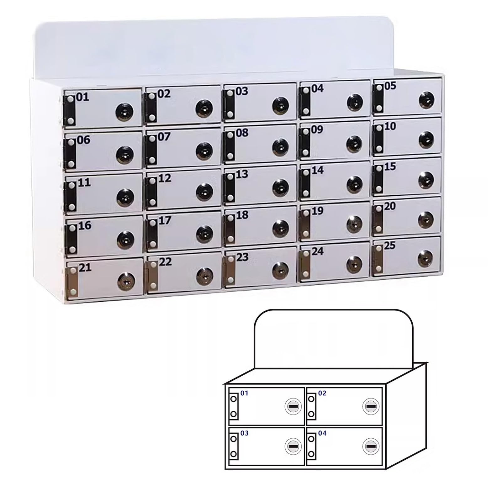 Taquillas de Teléfonos Móviles Taquilla Acrílica Blanca para Teléfonos Móviles, Taquillas para Móviles de Varias Ranuras con Llave Individual, Taquillas para Empleados de Gran Capacidad para Fábrica(4