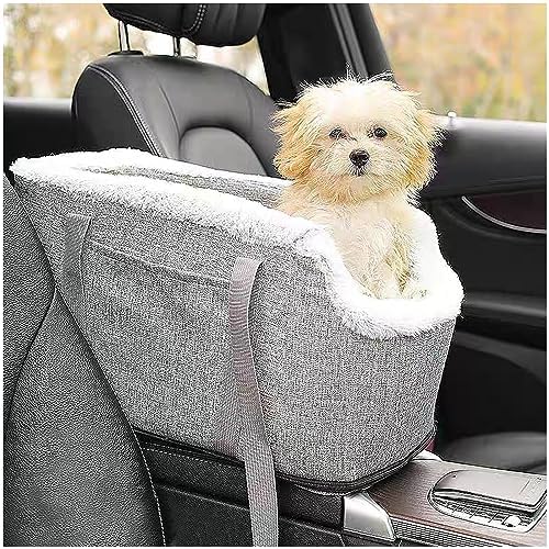 Omecon Center Console Dog Car Seat with Upgraded Safety Tethers, Soft Plush Pet