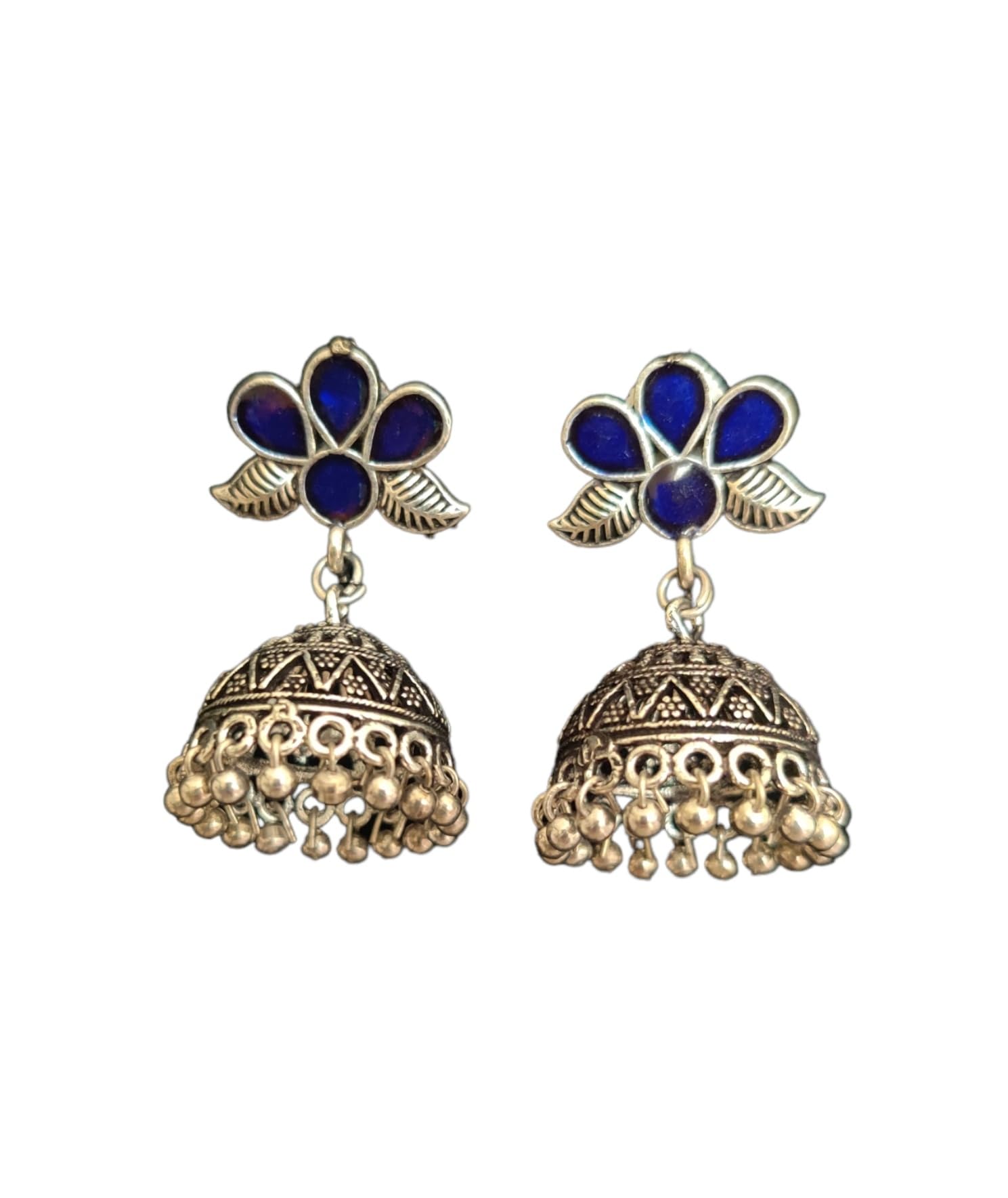 Amouri Oxidised Jhumka Jhumki earrings for Women and girls I Silver Plating Meena work earrings (Small Blue Jhumki) (B0CG3BQ4TM) Amazon Price History, Amazon Price Tracker