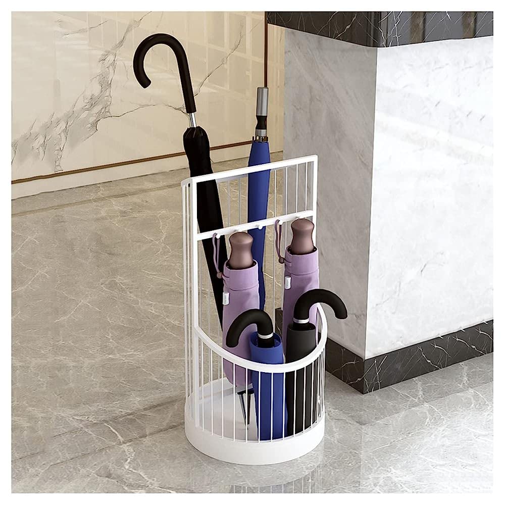 HYLYGFH Umbrella Rack Stand Space Saving for Home Office Porch Large White Holder with Short Hook Commercial Entrance Hallway Storage Shelf