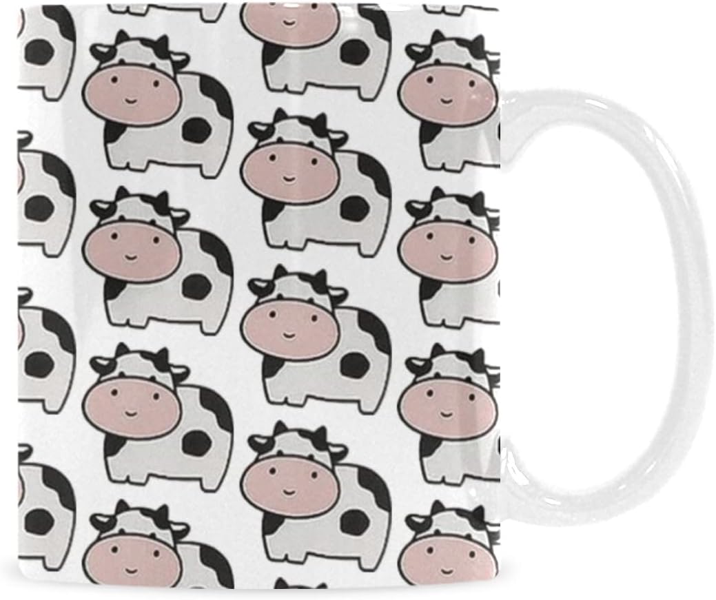 Cute Cow Funny Ceramic Cup Novelty CoffeeMugs 11 oz White
