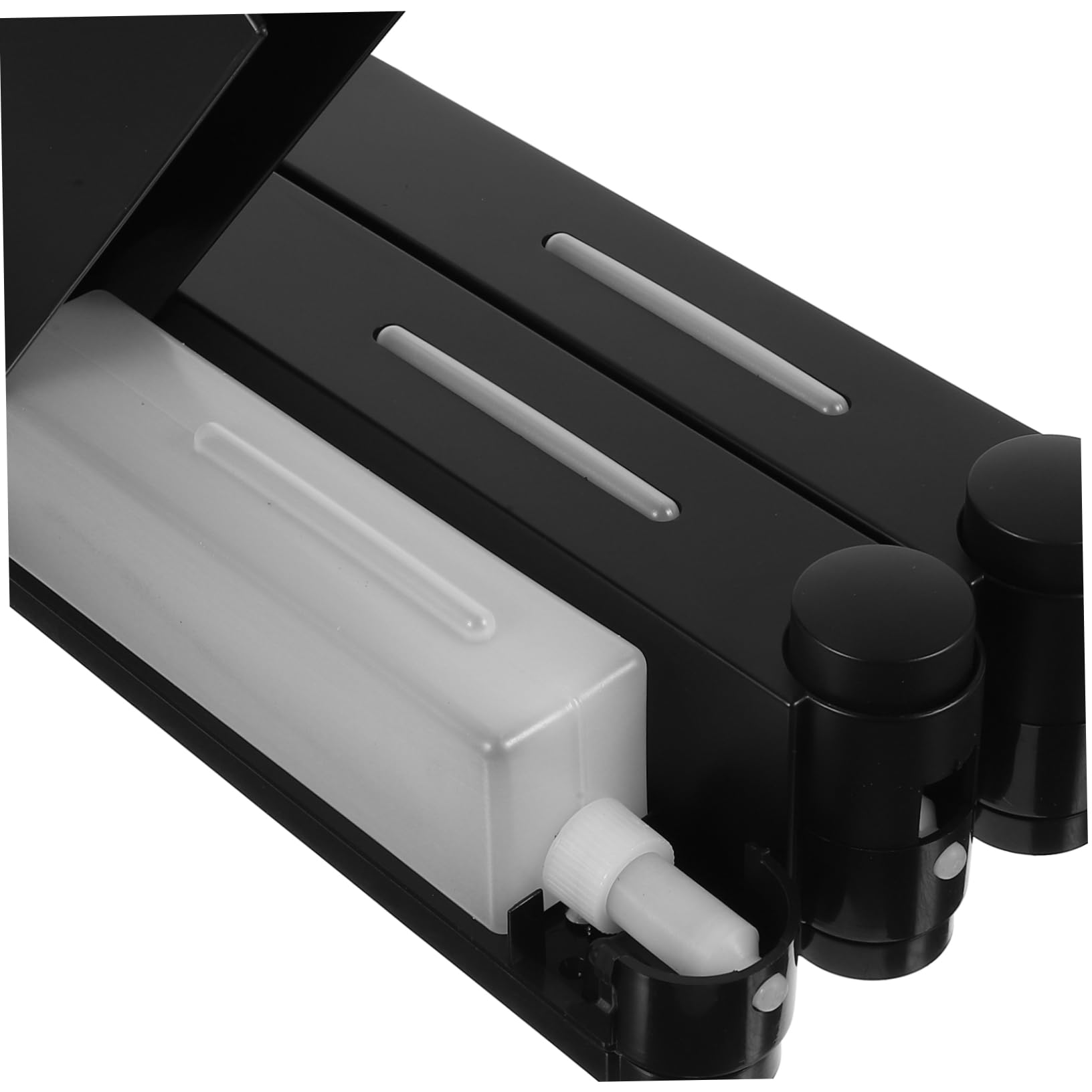 Dispenser da Muro per Doccia a 3 Scomparti in Abs e Pvc Nero, Design a Tenuta Stagna, Pratico per Shampoo, Balsamo e Detergente Liquido, per Bagno