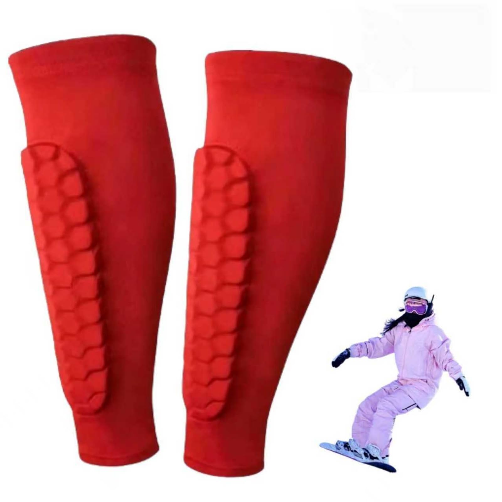 Ski Shin Guards Gel, Ski Guard Socks, Sock Shin Pads Shin Protectors for Skiing, Breathable Elastic Gel Guard, Legs Protection, Safety Gear for Adults Sports