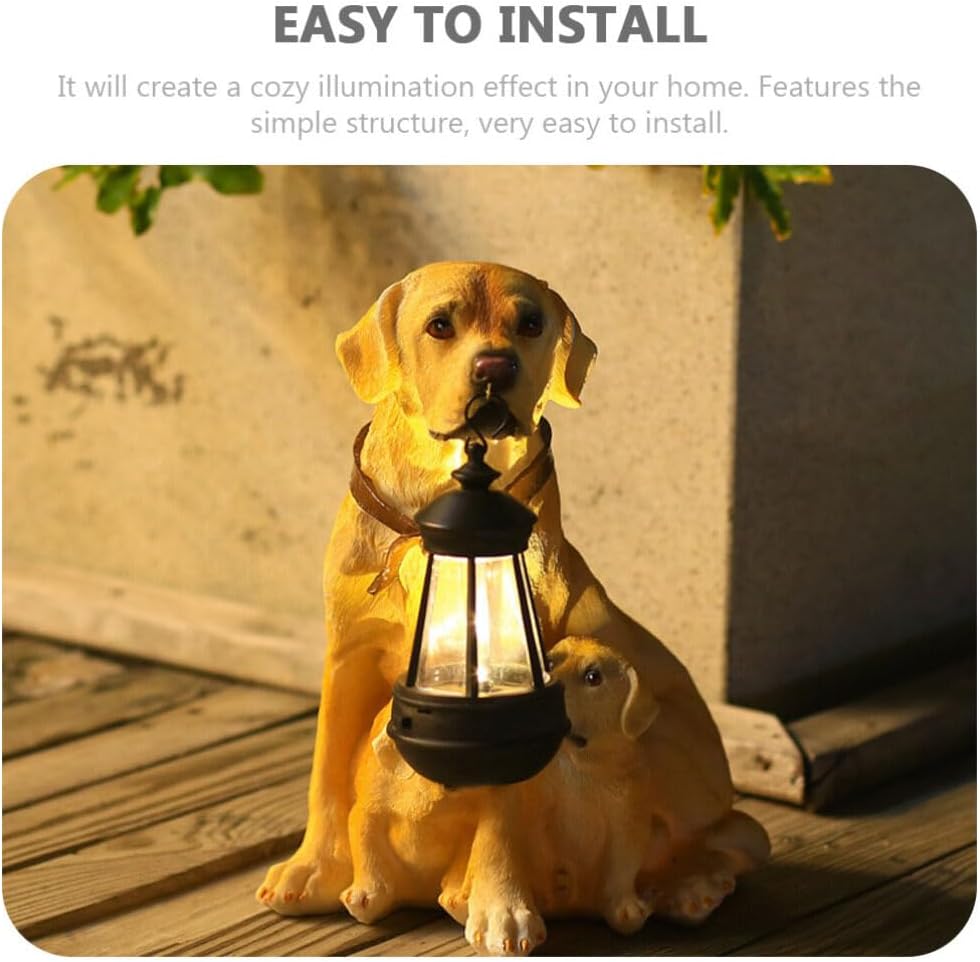 balacoo Home Decor Solar Golden Retriever Statues LED Dog Animal Statue Courtyard Light Sculpture Patio Garden Landscape Ornament (Light Yellow) Outdoor LED Solar Lights