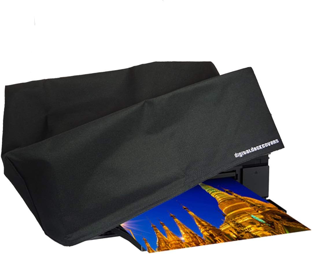 DigitalDeckCovers Printer Dust Cover Compatible with Epson WorkForce WF-4730 / WF-4734 / WF-4740 / WF-4745 / WF-4830 / WF-4833 / WF-4834 – Antistatic, Water-Resistant, Heavy-Duty Fabric – Black