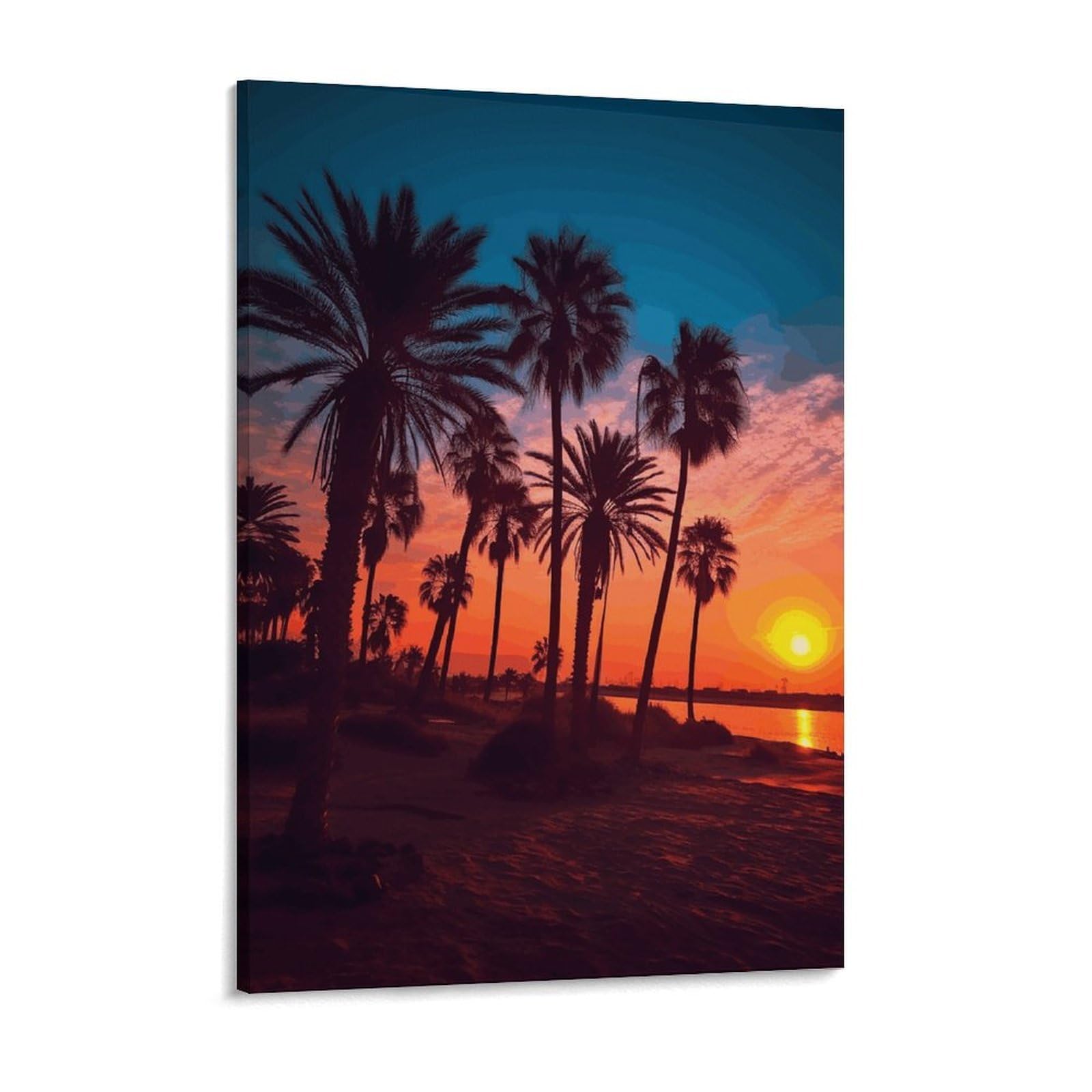 Palm Tree Sunset Canvas Wall Art for Bedroom 12x16inch Canvas Prints Artwork for Walls Modern Picture Artwork Painting for Living Room Aesthetic Wall Paintings for Bathroom Kitchen Office Dec