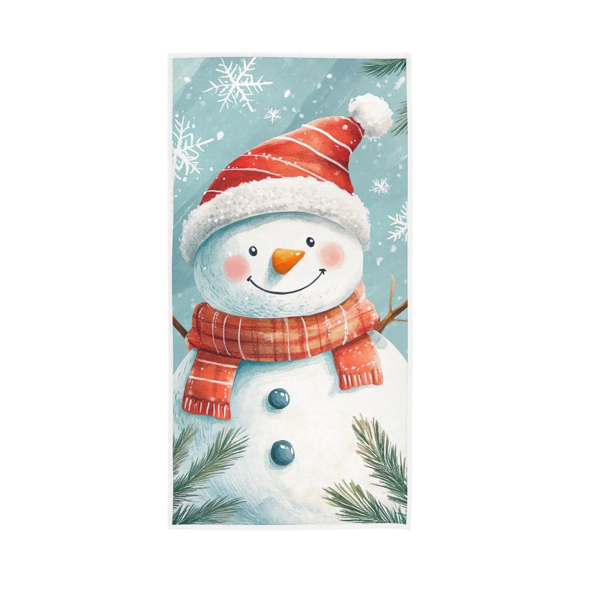 HUYGD Cute Snowman with Hat Scarf Hand Towels Cotton Absorbent Soft Decorative Towel for Bathroom 15 x 30 Inch
