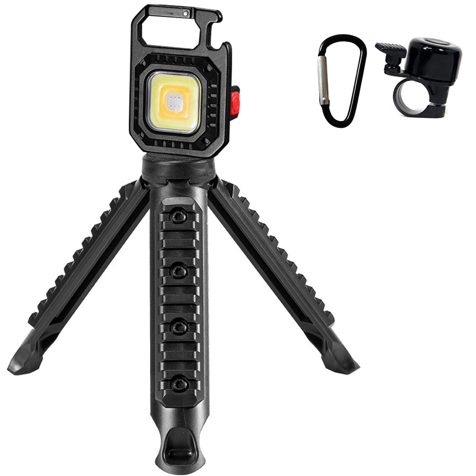 LED Small Flashlight, COB Keychain Light, 3 Colors 7 Light Modes Portable Pocket Light with Folding Stand Magnetic Sticker Base Bottle Opener with Tripod Stand