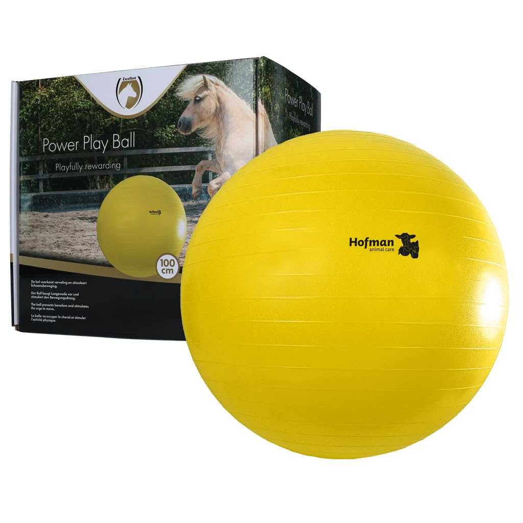 Hofman Pferdespielball Maximus 100 cm - Spielball für Ponys und Pferde - verhindert Langeweile - gelb