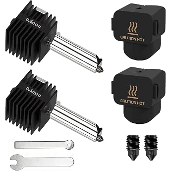 Pack of 2 0.4 mm Hotend Kit for Bambu Lab A1/A1 Mini 3D Printer Parts Replacement Print Head with Nozzle and Silicone Case A1 Mini Upgrade Hotend Kit for Bambu Lab A1/A1 Mini 3D Printer