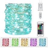 Color Changing Fairy String Lights 33 Feet 100 Led Twinkle Lights USB Operated Silver Wire Starry Lights with Remote and Adapter Firefly Lights for Bedroom Party Wedding Camping Indoor Outdoor Decor