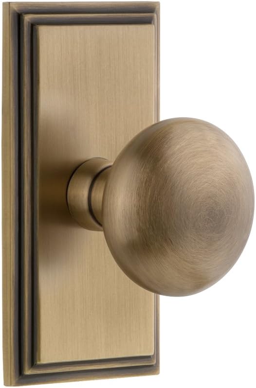 Grandeur 825329 Carre Plate Privacy with Fifth Avenue Knob in Polished Nickel, Privacy - 2.375
