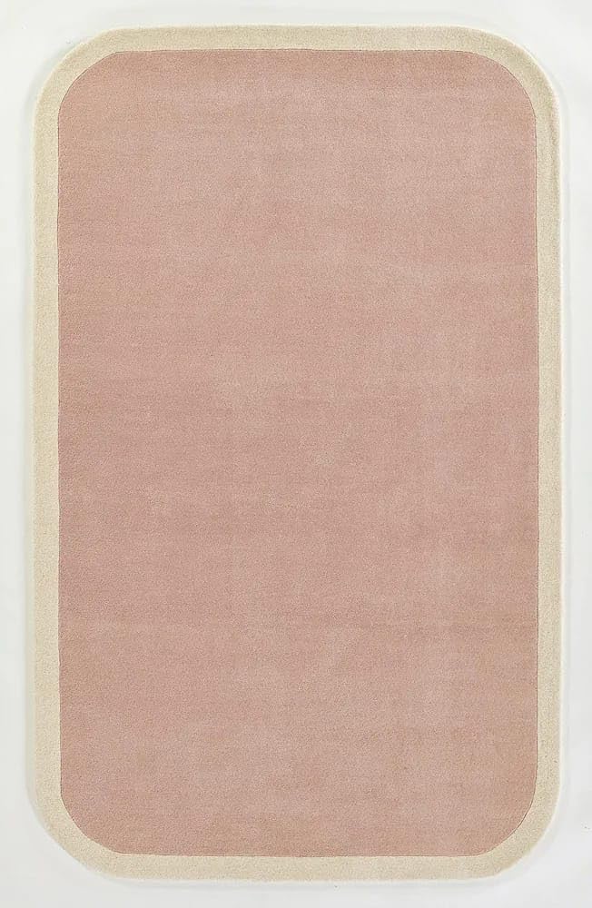 Novogratz Hand Tufted Woolen Area Rug, Various Sizes, Colors, Indoor, Oval, Irregular, Solid Design (Pink, 7 Ft X 10 Ft)
