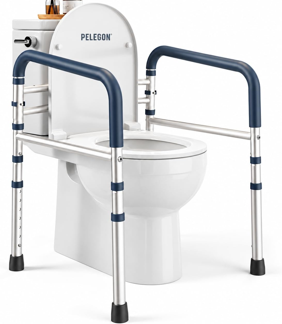 PELEGON Toilet Safety Rails (350 lb) - Adjustable Toilet Safety Frame & Rails, Toilet Safety Rail for Elderly Adults, Toilet Handles for Seniors, Toilet Bars for Elderly & Handicap
