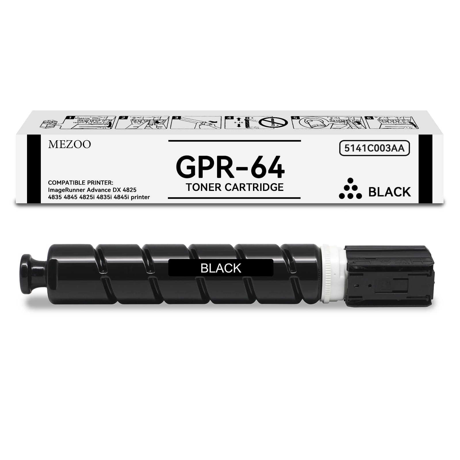 MEZOO GPR-64 GPR64 Black Toner Cartridge High Yield Replacement for Canon GPR64 5141C003AA Toner Cartridge Compatible for Canon ImageRunner Advance DX 4825 4835 4845 4825i 4835i 4845i Printer(1 Pack)