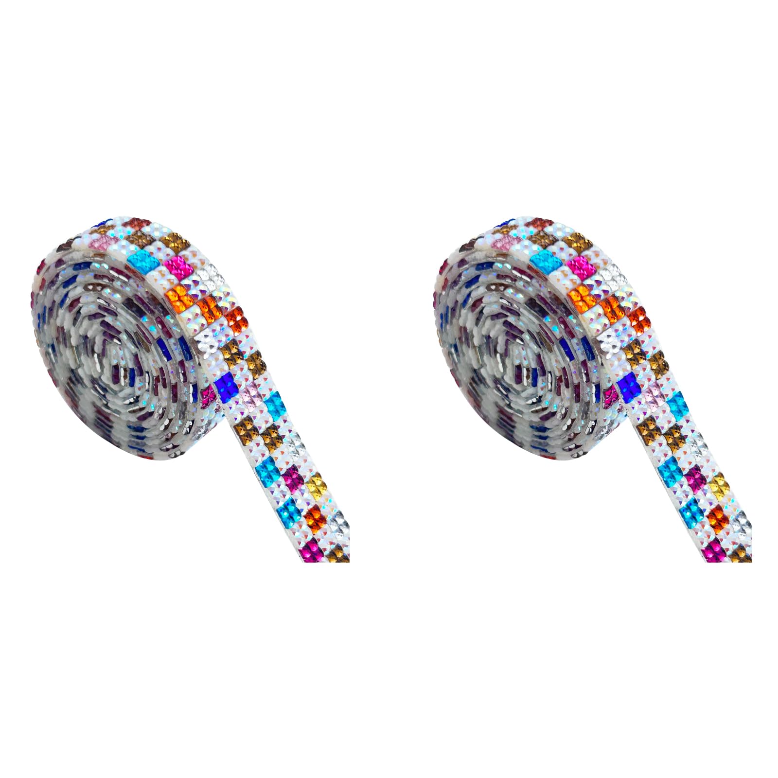 2 Rolls Rhinestone Diamond Ribbons 1 Yard,Self Adhesive Resin Rhinestone Strips,Bling Rhinestone Trim DIY Diamond Stickers Colorful,Hot Stamping Diamond Sticker Tape for DIY,Checkered Pattern,1.2CM