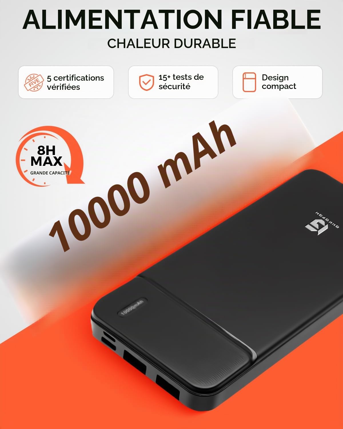 Gilet Chauffant Hommes Femmes Électrique Veste Chauffante Batterie USB 10000mAh 3 Niveaux Chauffage 9 Zones Réchauffeurs