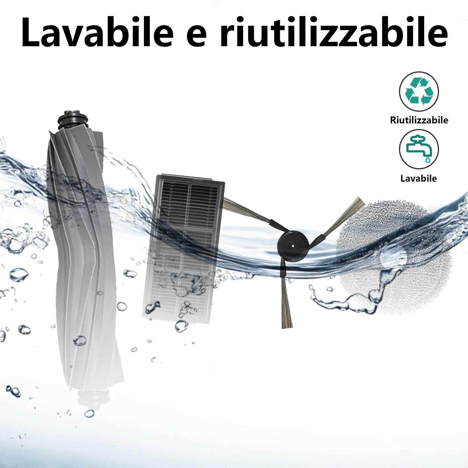 22 pezzi di Accessori per Mova P50 Pro Ultra/P50 Pro, per Dreame X40 Ultra Complete / L40 Ultra, 2 Spazzola Principale, 4 Asciugamani, 4 Filtri, 6 Sacchi di Polvere, 6 Spazzole Laterale