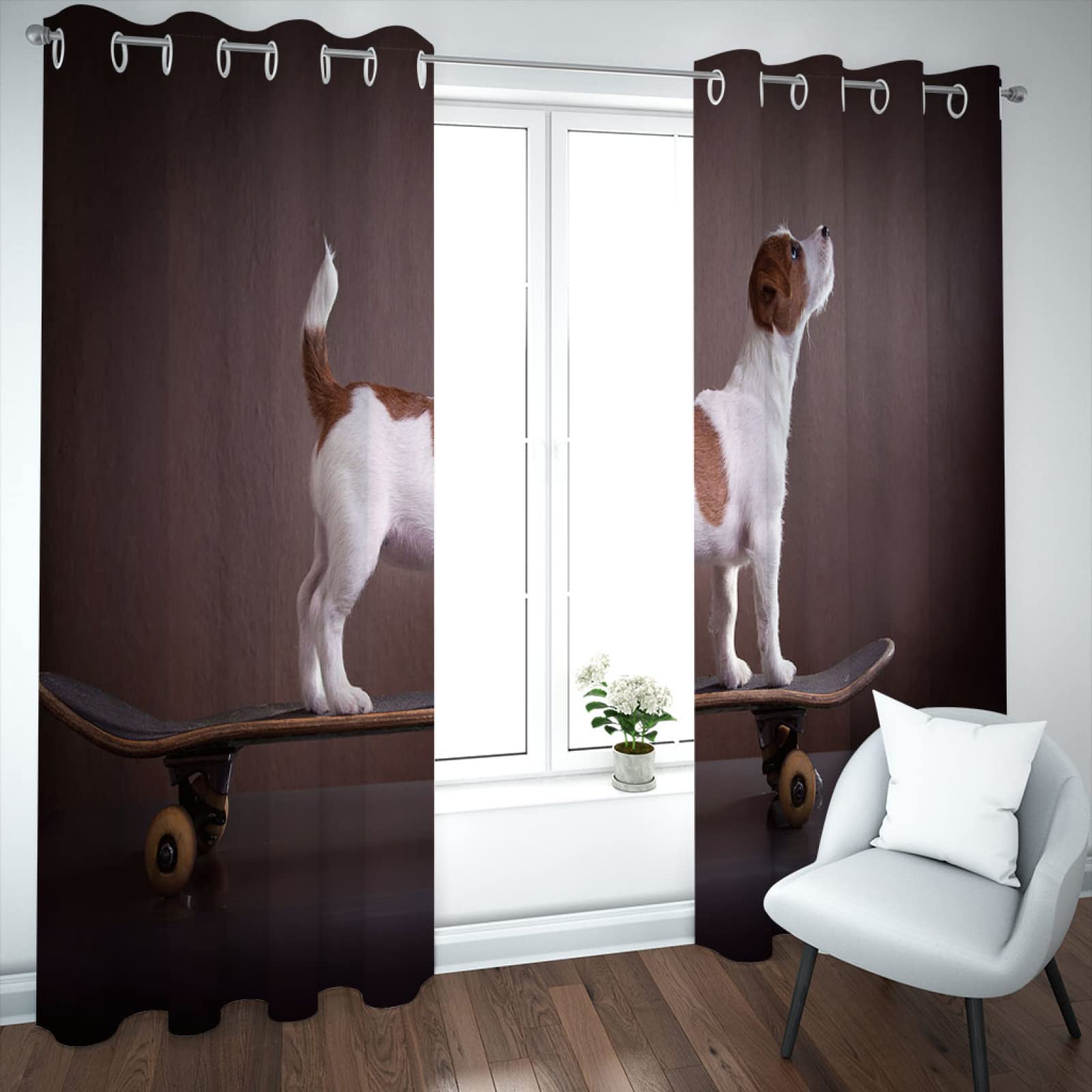 Rideaux et draperies à œillets gris motif chiens pour le confort de bébé