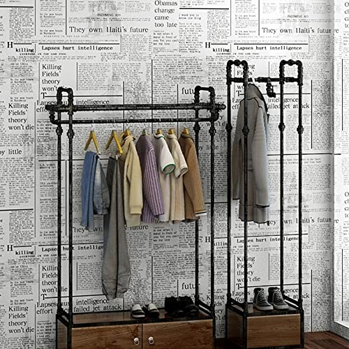 MISHIJI Zeitungstapete Englische Buchstaben Vintage nostalgische Kleidung Geschäft Wanddekoration Papier Tapete Druck