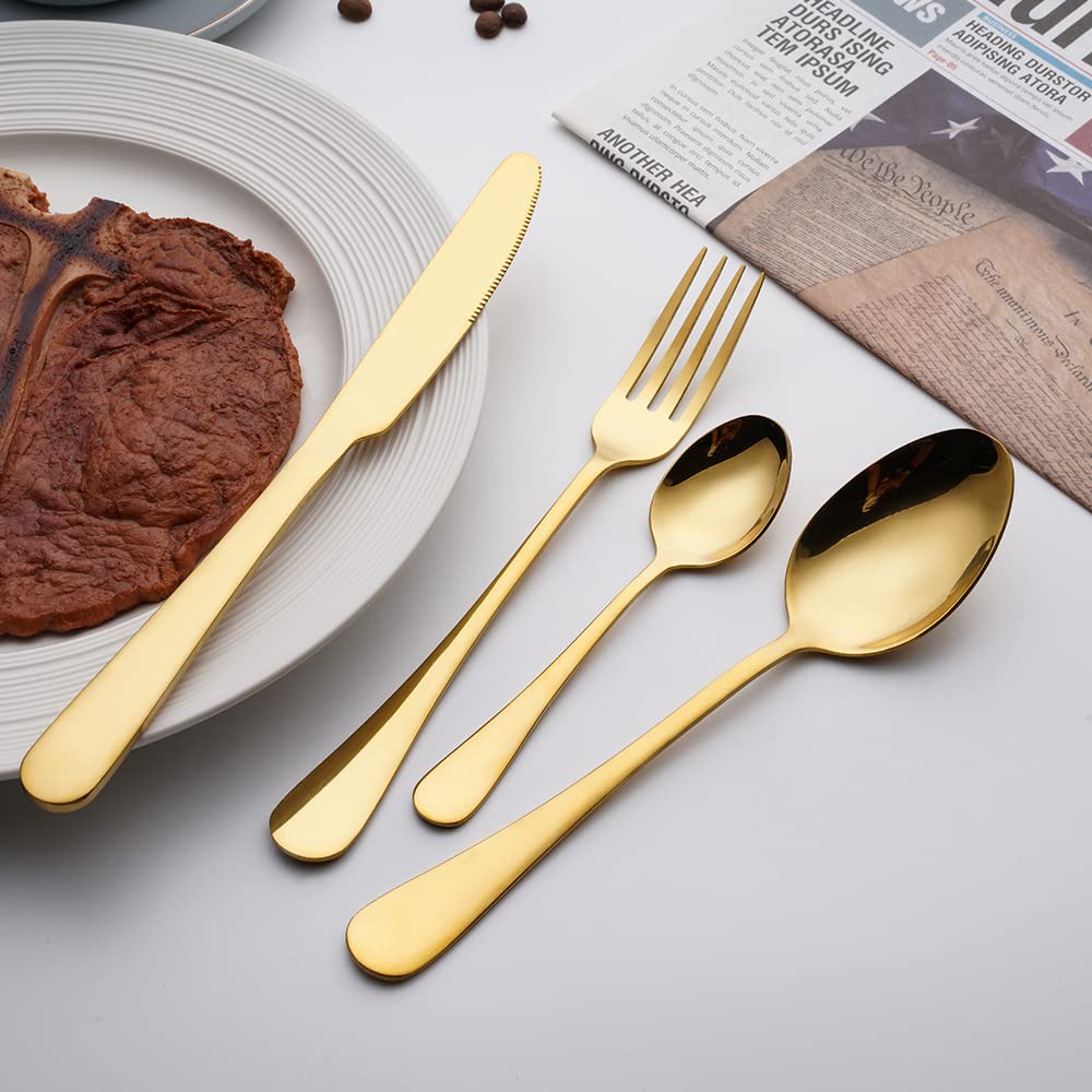 Set Posate In Acciaio Inox Placcato Oro - 8 Pezzi Per 2 Persone, Per Casa E Occasioni Speciali - Foto 5