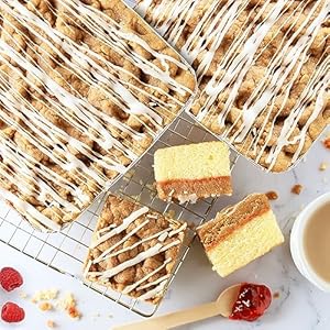 Raspberry Crumb Cake with Vanilla Drizzle (2-PACK) 8x8in Moist Raspberry Crumb Cakes for Parties, Housewarming, Birthday, Sympathy, or Any Occasion