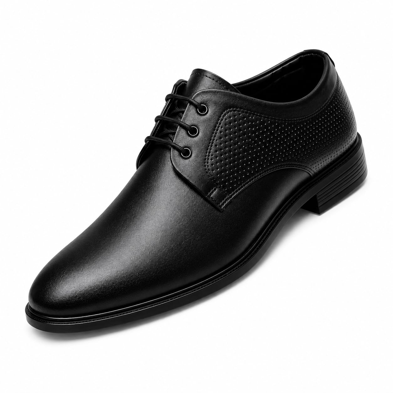 Men's Formal Derby Shoes, Lace-Up, Micro-Perforated Panels, Cushioned Lining, Lightweight, for Suits, Blazers, and Wedding Tuxedos-image-6