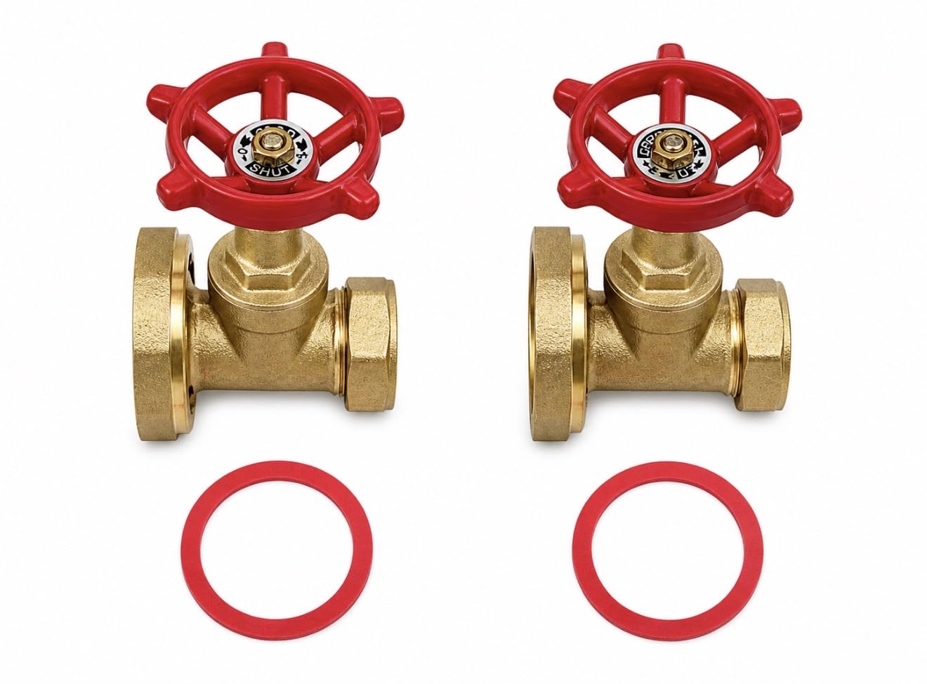 Trident Brass 22Mm Central Heating Pump Valves (2 Pack) Gate Valve Type, With Washers.