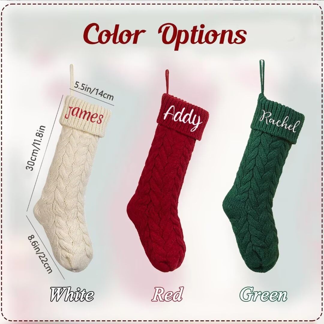 Calcetines Navidad Chimenea - 46cm Medias de Navidad con Nombre del Bordado para Colgar, Medias de Navidad Personalizadas, Idea Regalo para Decoracion Navidad Hogar, 4 Pieza