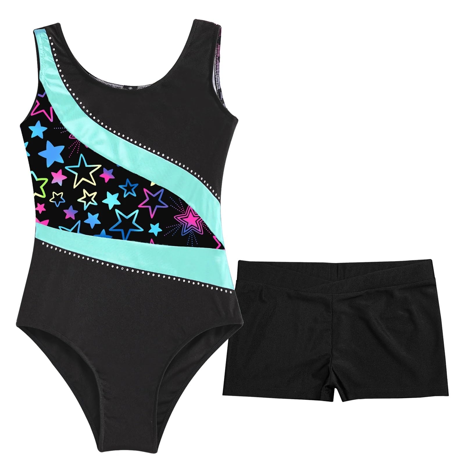 Turnanzug Mädchen Kurzarm Mädchen Ballettanzug ... Gymnastikanzug(Pink,6)
