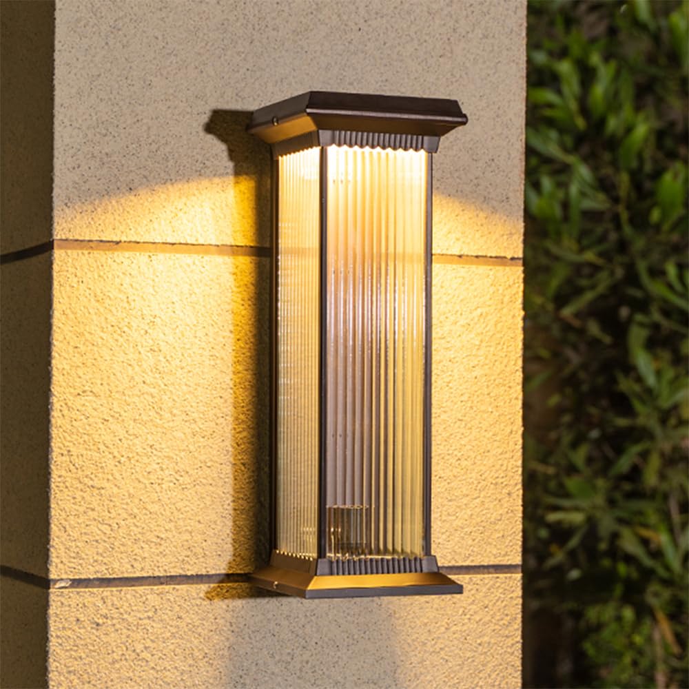 KXEcoLife Contemporary Solar Outdoor Wall Lamp Simplicity Waterproof Balcony Hallway Courtyard Villa Hotel Gate Lights (A H82CM Solar)