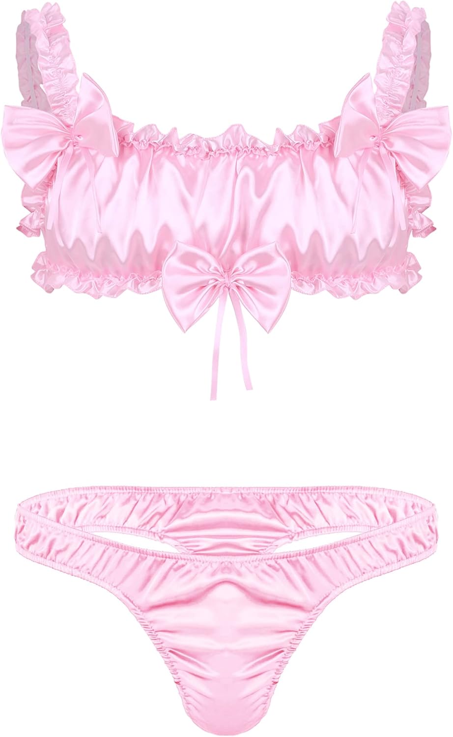 ACSUSS Mens 2 Pieces Lingerie Set Ruffled Crop Top with Sissy Skirted Panties Nightwear: Clothing, Shoes & Jewelry