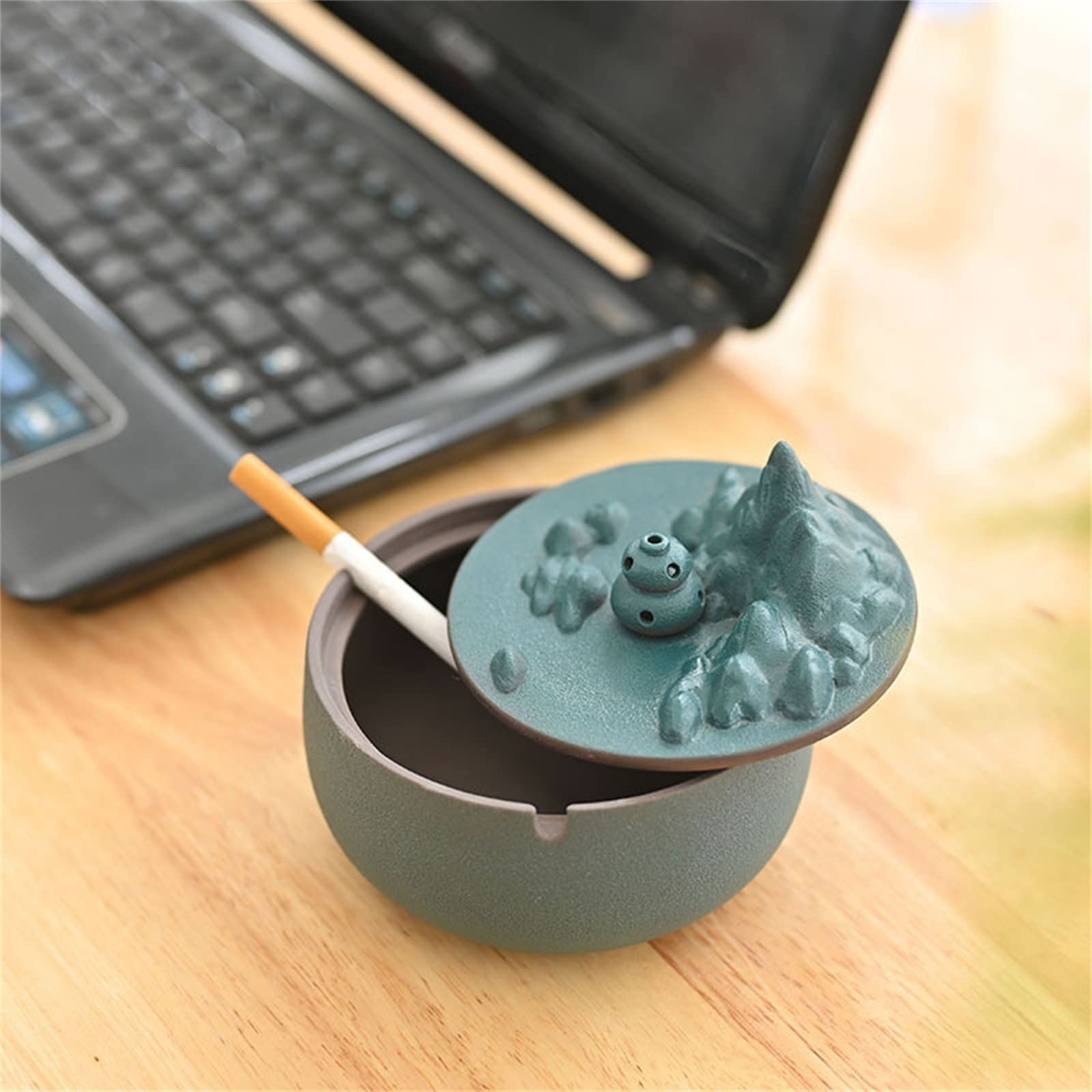 Amazon.co.jp: 灰皿 ふたの陶磁器の手工芸品の線香の屋外の灰皿香の