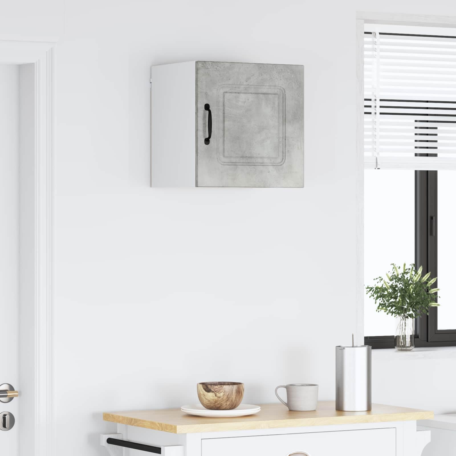 Kalmar Küchenschrank, Beton Grau, 40x31x40 cm, Holzwerkstoff, freistehendes Küchenmöbel, vielseitiger Stauraum für Kochutensilien, einfache Montage