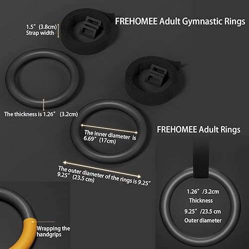 Miniatura 10 de New FREHOMEE Professional Gymnastic Rings,Both for Adults and Kids,Support 440lb/1600lb,Home Fitness Equipment,Indoor and outdoor Pull-up Bar for