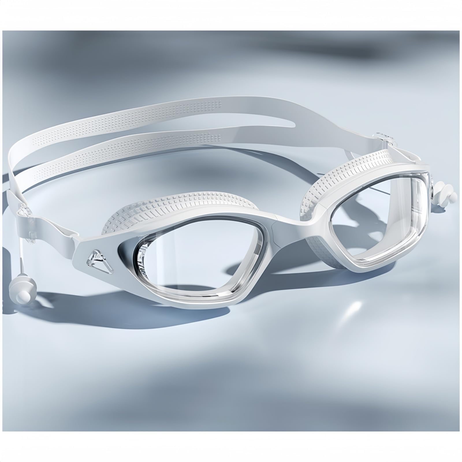Yuziwi Swimming Goggles with Prescription (-0.0 to -6.0), Anti-Fog, Wide Angle & Comfortable Fit for Pool, Lake and Sea (-1.5, White)