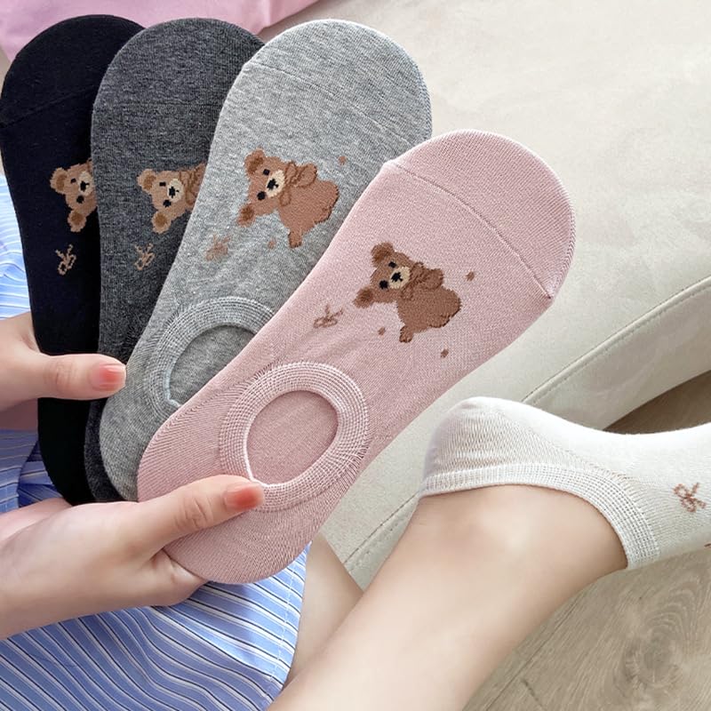 Image of Violet Mist Women No Show Socks Animal Patterned Low Cut Liner Socks Girls | Non Slip Invisible Socks, Novelty Funny Pattern Footies Flat Boat Socks Casual, Summer
