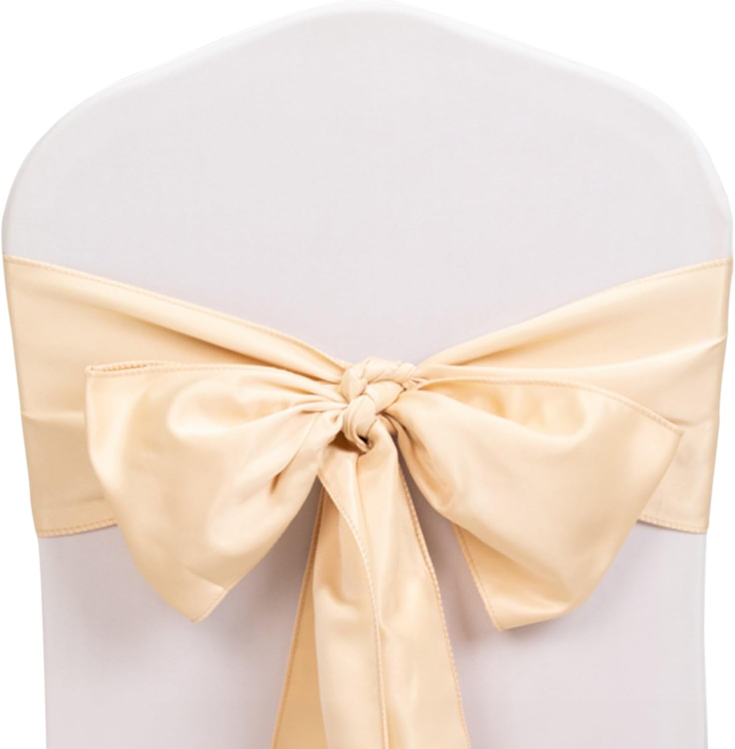 Efavormart 5 Pack Beige Lamour Satin Chair Sashes Covers, Chair Bows - 6"x106"