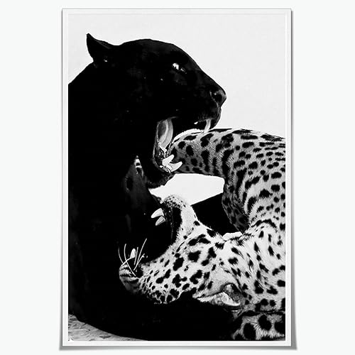 Pósteres de pantera de moda, vintage, arte de pared en blanco y negro, impresión de lienzo de guepardo, imágenes estéticas de leopardo, decoración