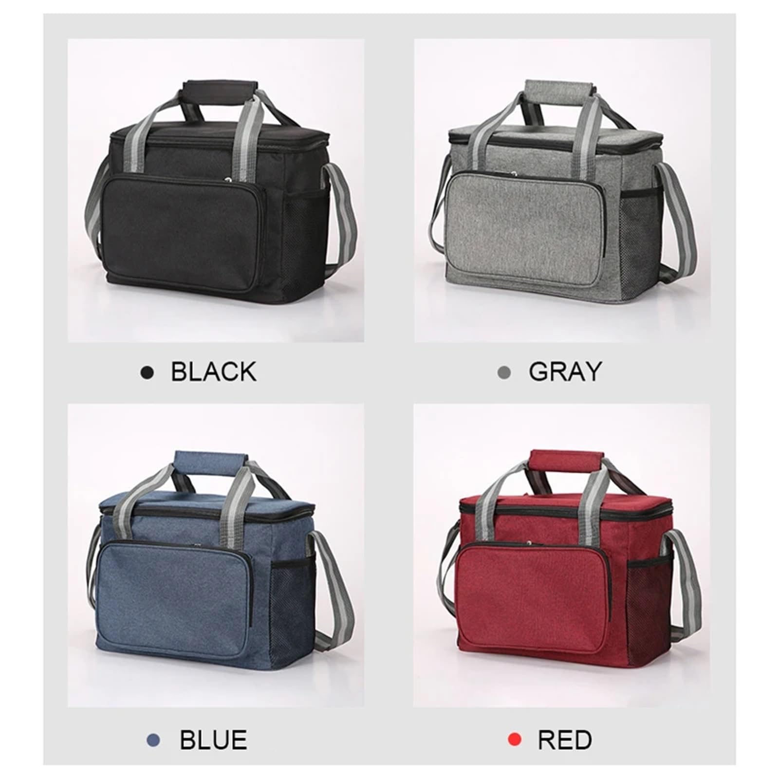 Borsa termica for il pranzo a tracolla, grande capacità, for uomini e donne, da viaggio, portatile, for alimenti freddi Per Lavoro, Ufficio, Scuola, Picnic, Viaggi(GREY)